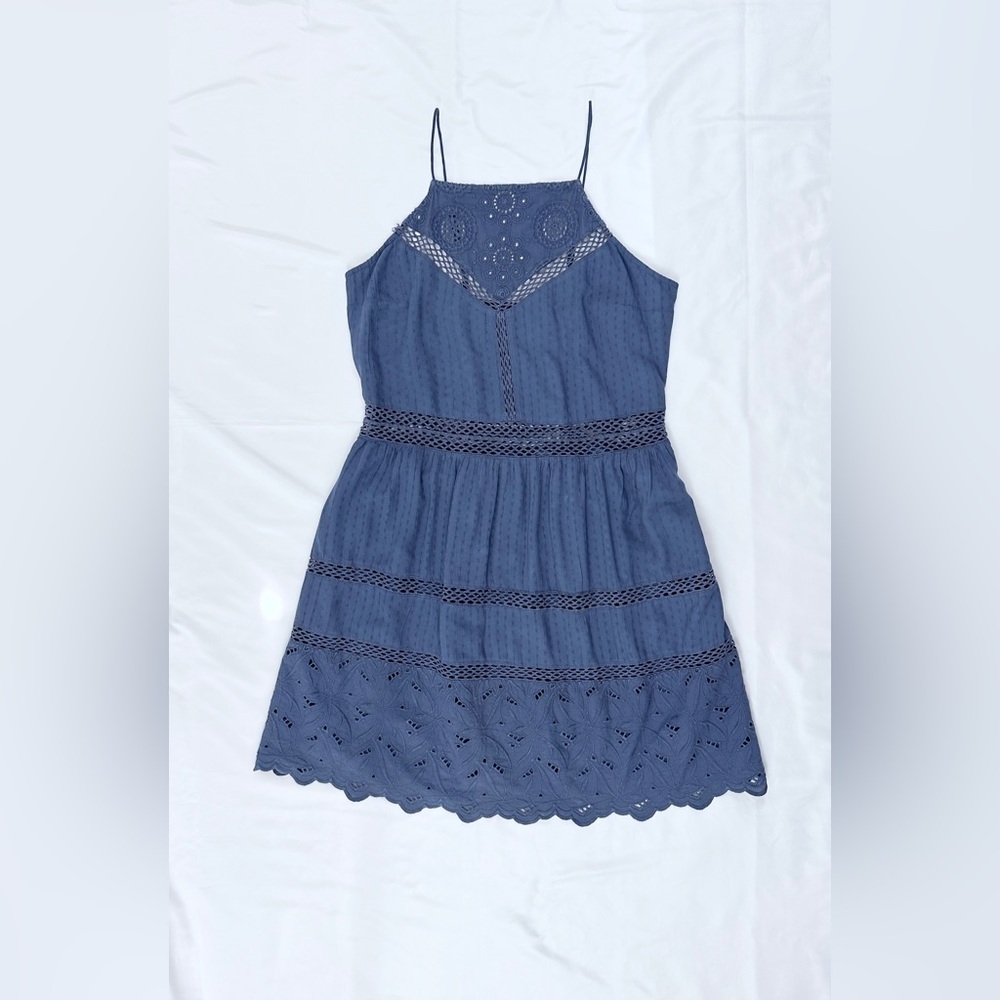 Abercrombie & Fitch Eyelet Mini Dress - Blue - L
